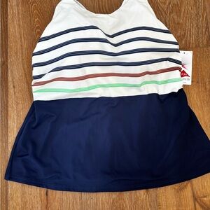 Lands' End Beige and Navy striped Tankini, Plus size 18W